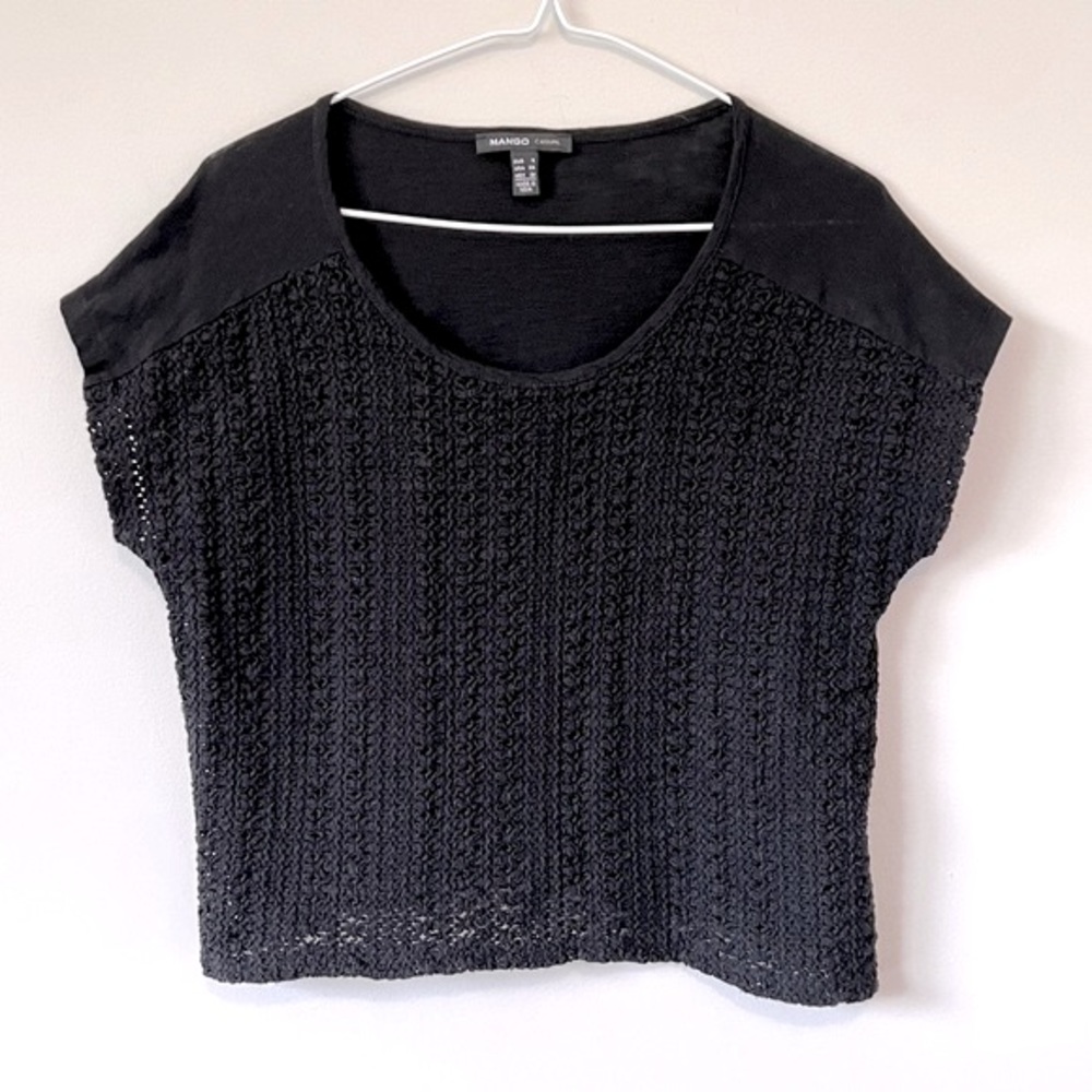Mango Crop Knit Short Sleeve Top